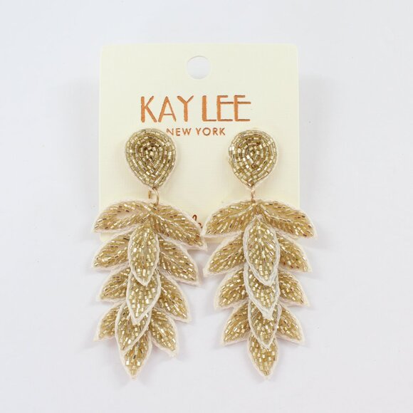 FREE EARRINGS - KAYLEE Patterned Beaded Envelope Clutch Crossbody Bag NWT White - Picture 6 of 6